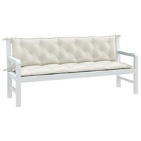Tuinbankkussens 2 st 180x50x7 cm stof gemêleerd crèmekleurig