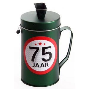 75 jaar kado spaarpot/ collectebus