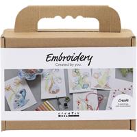 Creativ Company Mini hobbyset borduurwerk, schilderijen met borduurwerk, diverse kleuren, 1 doos