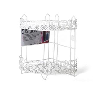 Hoek Staand Doucherek 2 Laags 33x26x36cm - Staand Badkamer Rekje - Douchemandje - Geschikt douche en badkamer - Wit