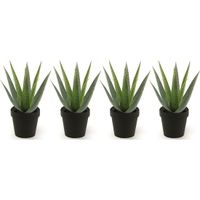 4x Kunstplanten aloe vera groen in zwarte pot 23 cm - thumbnail