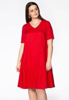 Yoek Dress frilled bottom | Rood | Maat 50/52