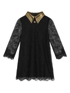 Dolce & Gabbana Kids robe à empiècements en dentelle - Noir