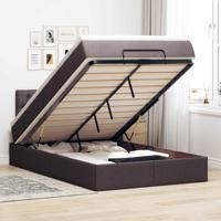Ottoman bed met matras en LED's 120x190 cm stof donkerbruin