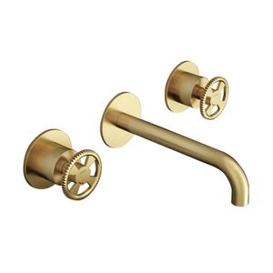 Wastafelmengkraan Hotbath Cobber @Work Inbouw 18 cm 3 Gats Geborsteld Messing PVD (excl. inbouwdeel)