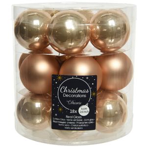 18x stuks kleine glazen kerstballen toffee bruin 4 cm mat/glans