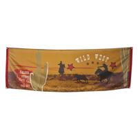 Banner wand vlag Wilde Westen Thema - Cowboys feest versiering - 74 x 220 cm - met ophangringen