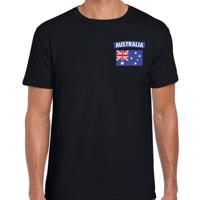 Australie thema t-shirt - met vlag op borst - zwart - voor heren - landen shirt - supporters