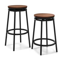 Set van 2 360° Draaibare Barkrukken in Hoogte Verstelbare Keukenkrukken 74/61 cm Hoge Krukken met Voetenbank Draaibare Barkrukken