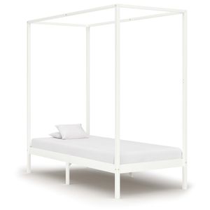 Hemelbedframe massief grenenhout wit 90x200 cm