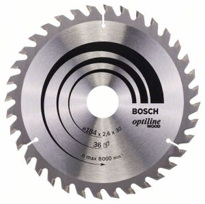 Bosch Accessoires Cirkelzaagblad Optiline Wood 184 x 30 x 2,6 mm, 36 1st - 2608640611