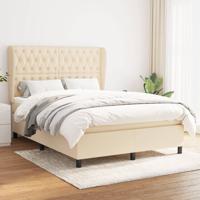 Boxspring met matras stof crèmekleurig 140x200 cm