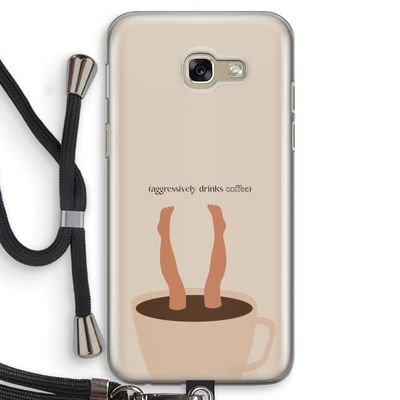Aggressively drinks coffee: Samsung Galaxy A5 (2017) Transparant Hoesje met koord