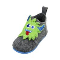 Playshoes pantoffels vilt grijs groen monster Maat