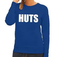 HUTS tekst sweater blauw voor dames