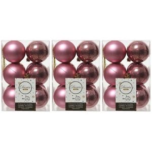 36x Kunststof kerstballen glanzend/mat oud roze 6 cm kerstboom versiering/decoratie   -