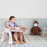 3-In-1 Hoge Kinder Stoel Converteerbare Peuter Tafel en Stoelset met Verstelbare Rugleuning en 5-Punten Veiligheidsgordel Bruin