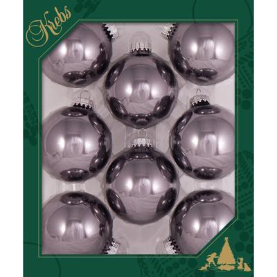 Krebs Kerstballen - 8x stuks - gray purple - glas - 7 cm