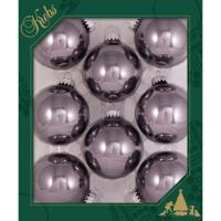 Krebs Kerstballen - 8x stuks - gray purple - glas - 7 cm