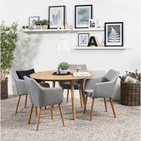 Eethoek Ulfborg Uppsala (tafel met 4 stoelen) - bruin/grijs - Leen Bakker - thumbnail