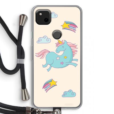 Vliegende eenhoorn: Pixel 4a Transparant Hoesje met koord
