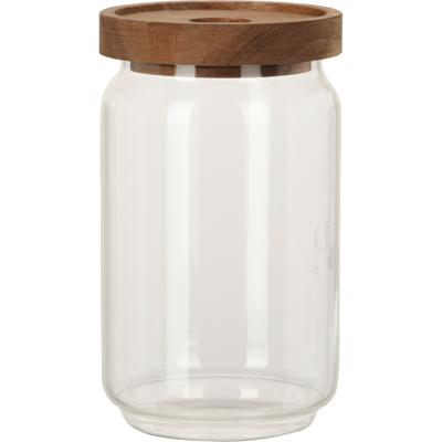 Excellent Houseware keuken voorraadpot - glas - voorraadbus - 700 ml - deksel van acacia hout Excellent Houseware keuken voorraadpot - glas - voorraadbus - 700 ml - deksel van acacia hout