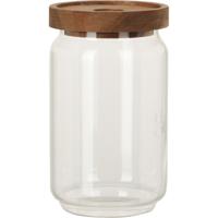 Excellent Houseware keuken voorraadpot - glas - voorraadbus - 700 ml - deksel van acacia hout
