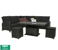 Qopps Aruba lounge dining set met sandigo vario tafel 140cm DH antraciet OP=OP