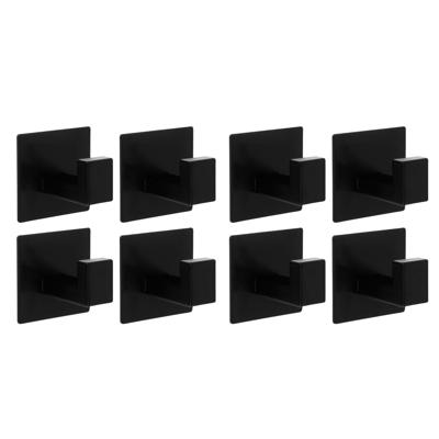 Ruhhy Handdoekhaakjes - 8x stuks - zwart - 5 x 5 cm - zelfklevend - hangers