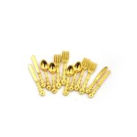 12 stuks/set simulatie keuken voedsel meubilair speelgoed Dollhouse miniatuur accessoires 1:12 vork mes soeplepel tafelgerei (goud)