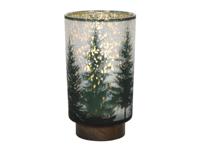 Lamp glas kerstboom m/houten voet dia. 12x20 cm LED 2xAAA HIT - Hit