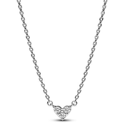 Pandora 393014C01 Ketting Triple Stone Heart zilver-zirconia wit 45 cm