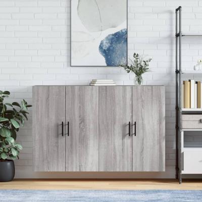Hangkasten 2 st 69,5x34x90 cm grijs sonoma eikenkleurig