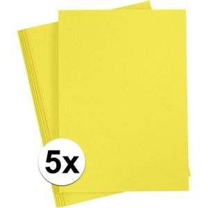 5x Geel kartonnen vel A4   -
