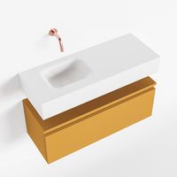 Toiletmeubel Mondiaz Andor | 80 cm | Meubelkleur Ocher | Lex vrijhangend wastafel Talc Links | Zonder kraangat Toiletmeubel Mondiaz Andor | 80 cm | Meubelkleur Ocher | Lex vrijhangend wastafel Talc Links | Zonder kraangat