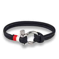 Marine stijl Sport Camping parachute koord Survival armband met roestvrijstaal Shackle Buckle (zwart)