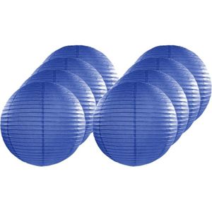 8x Luxe bol lampionnen donker blauw 25 cm