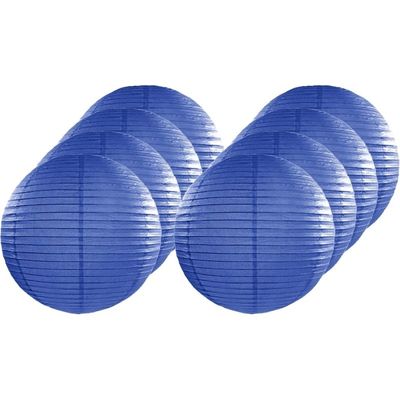 8x Luxe bol lampionnen donker blauw 25 cm
