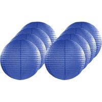 8x Luxe bol lampionnen donker blauw 25 cm 8x Luxe bol lampionnen donker blauw 25 cm