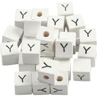 Creativ Company Letterkralen, y, afm 8x8 mm, gatgrootte 3 mm, wit, 25 stuk/ 1 doos
