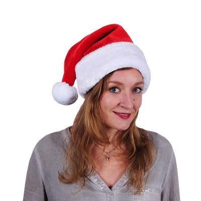Luxe pluche kerstmuts rood/wit voor volwassenen
