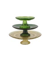 Dayah summer green mix glass plate on foot 15x8cm ass p/1 Daan Kromhout design - Daan kromhout design