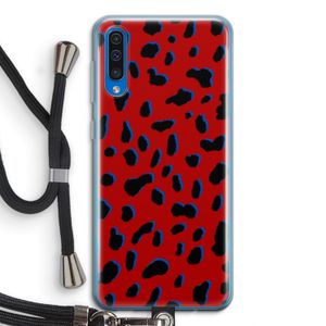 Red Leopard: Samsung Galaxy A50 Transparant Hoesje met koord