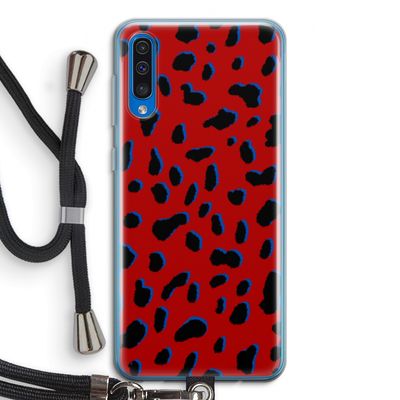 Red Leopard: Samsung Galaxy A50 Transparant Hoesje met koord