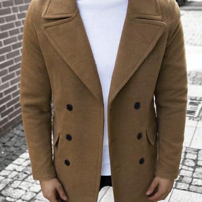 Bon&Bon Homme Men's Navy Blue Double Breasted Wool-Like Overcoat Khaki / S