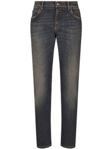 Dolce & Gabbana jean slim à plaque logo - Gris