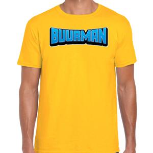 Verkleed t-shirt voor heren - buurman en buurman - geel - foute party/carnaval