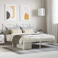 Bedframe met hoofdbord metaal wit 140x190 cm