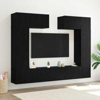 Tv-meubelset 6 pcs Zwart eiken 100 x 30 x 30 cm Bewerkt hout