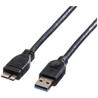 ROLINE USB 3.2 Gen 1 kabel, type, A M - Micro B M, zwart, 0,15 m - thumbnail